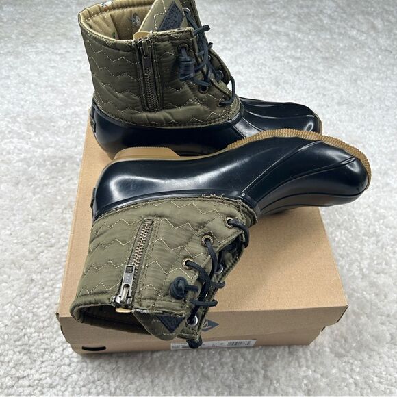 Sperry Top Sider Saltwater Quilted Duck Boot Olive Green - Picture 3 of 10